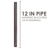 STZ Industries 1/2 in. MIP each X 1/2 in. D MIP Black Steel 12 in. L Nipple