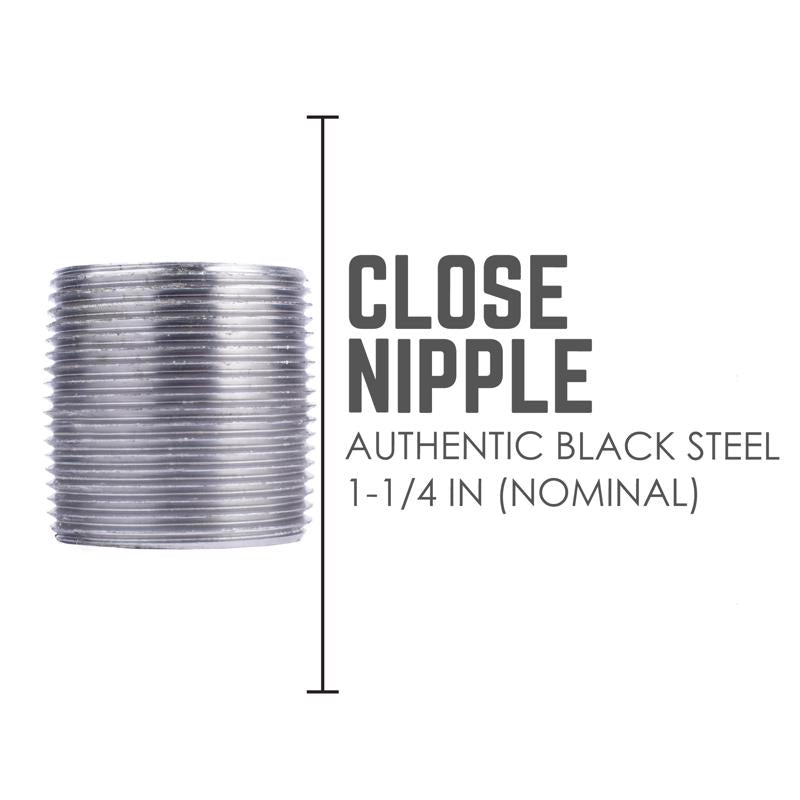STZ Industries 1-1/4 in. MIP each X 1-1/4 in. D MIP Black Steel Close Nipple