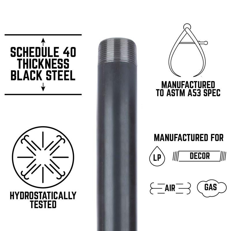 STZ Industries 1-1/4 in. MIP each X 1-1/4 in. D MIP Black Steel 2-1/2 in. L Nipple