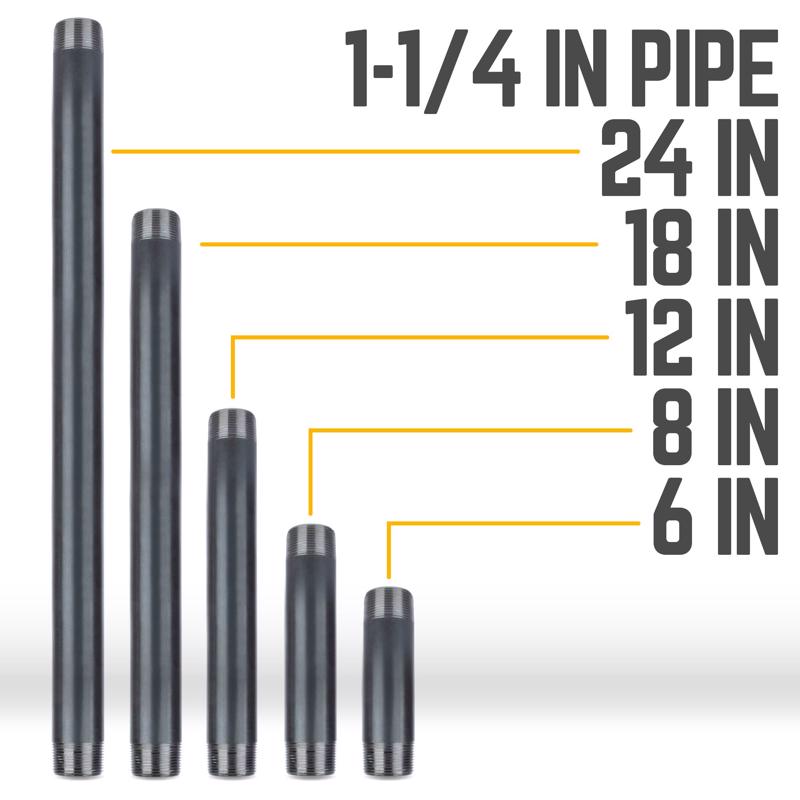 STZ Industries 1-1/4 in. MIP each X 1-1/4 in. D MIP Black Steel 6 in. L Nipple