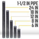 STZ Industries 1-1/2 in. MIP each X 1-1/2 in. D MIP Black Steel Close Nipple