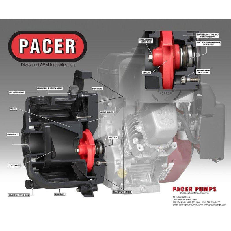 Pacer S Series 4 HP 12000 gph Polyester Gas Water Pump