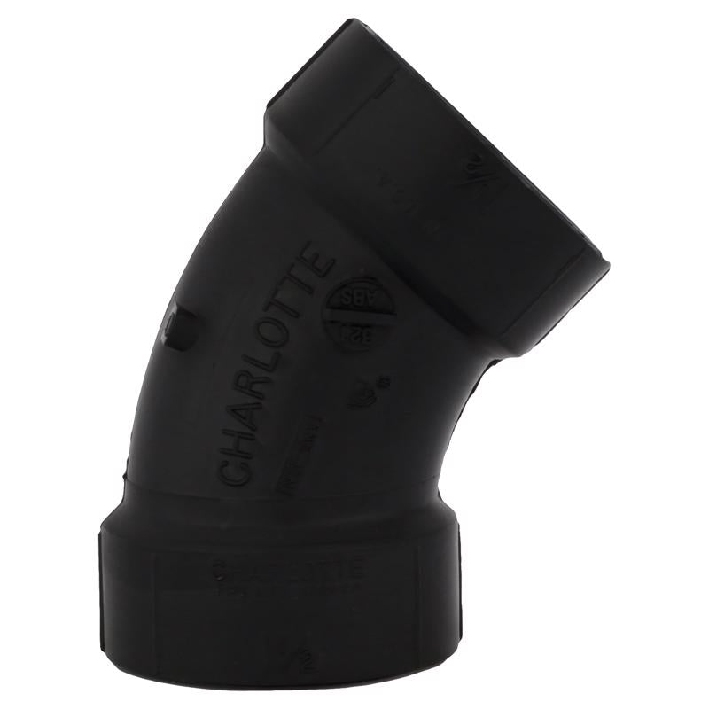 Charlotte Pipe 1-1/2 in. Hub X 1-1/2 in. D Hub ABS 45 Degree Elbow
