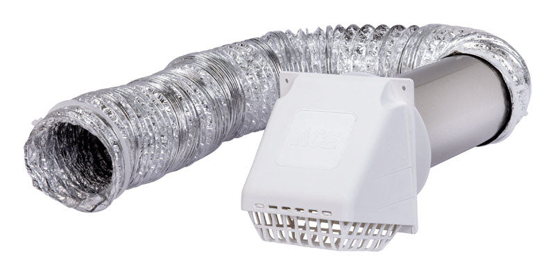 Ace 96 in. L X 4 in. D Silver/White Aluminum Dryer Vent Kit