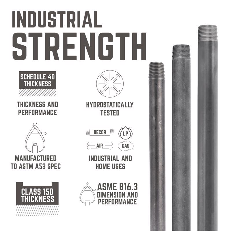 STZ Industries 1/8 in. MIP each X 1/8 in. D MIP Black Steel Close Nipple