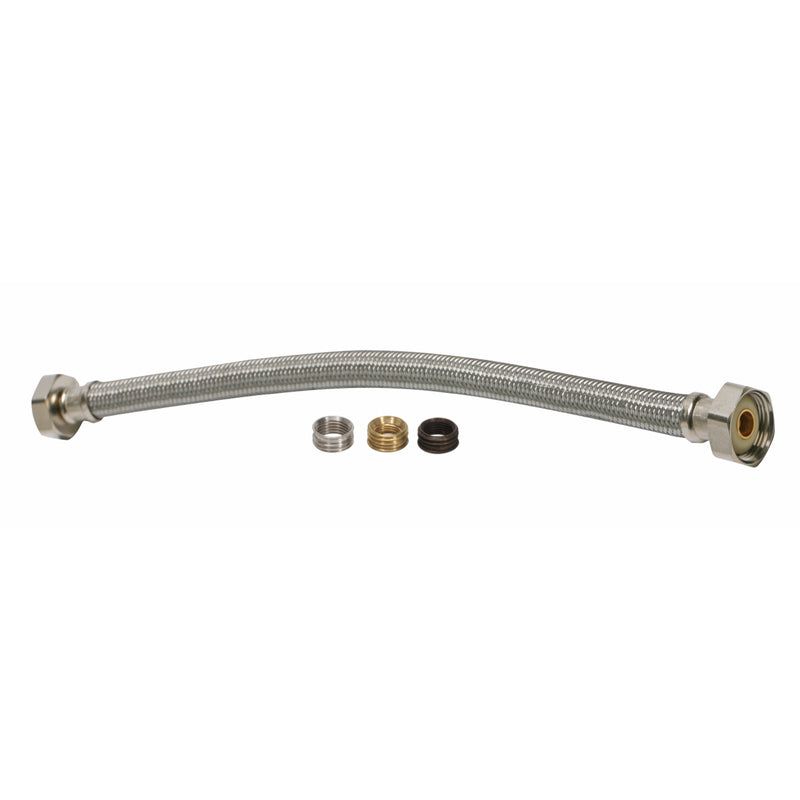 Fluidmaster Universal 1/2 in. FIP Compression 16 in. Braided Stainless Steel Supply Line