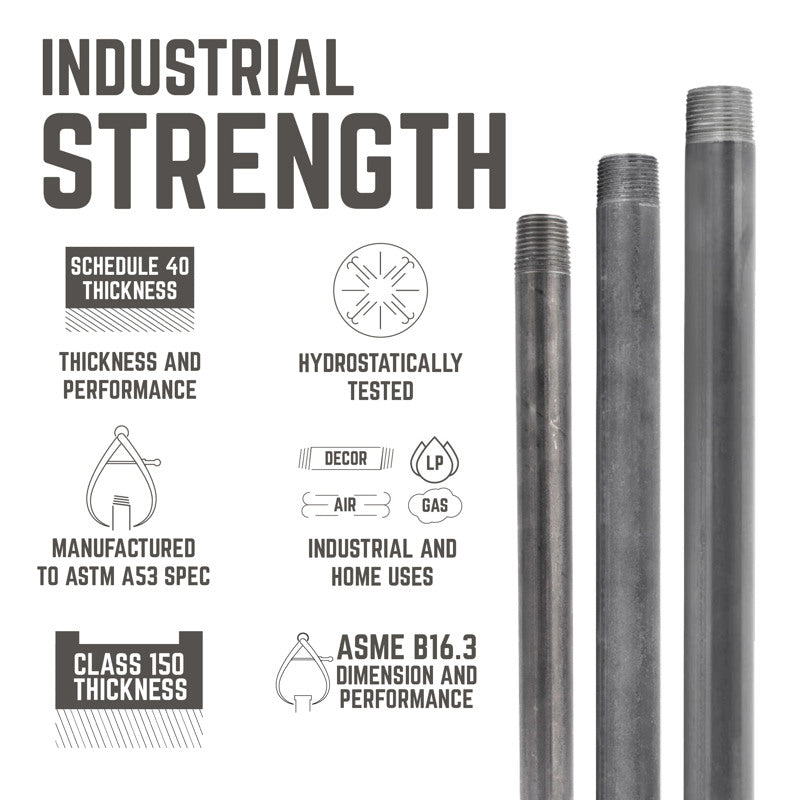 STZ Industries 3/8 in. MIP each X 3/8 in. D MIP Black Steel 5-1/2 in. L Nipple