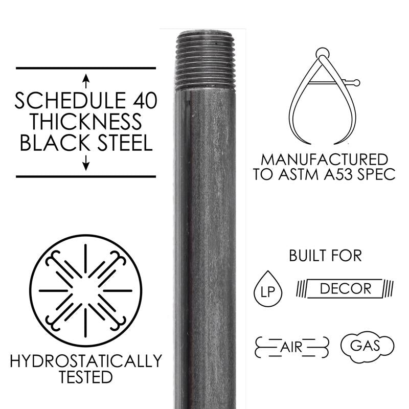 STZ Industries 1 in. MIP each X 1 in. D MIP Black Steel 10 in. L Nipple
