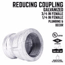 STZ Industries 3/4 in. FIP each X 1/4 in. D FIP Galvanized Malleable Iron Reducing Coupling