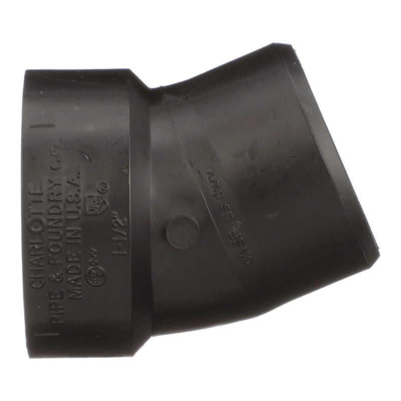 Charlotte Pipe 1-1/2 in. Spigot X 1-1/2 in. D Hub ABS 22-1/2 Degree Elbow