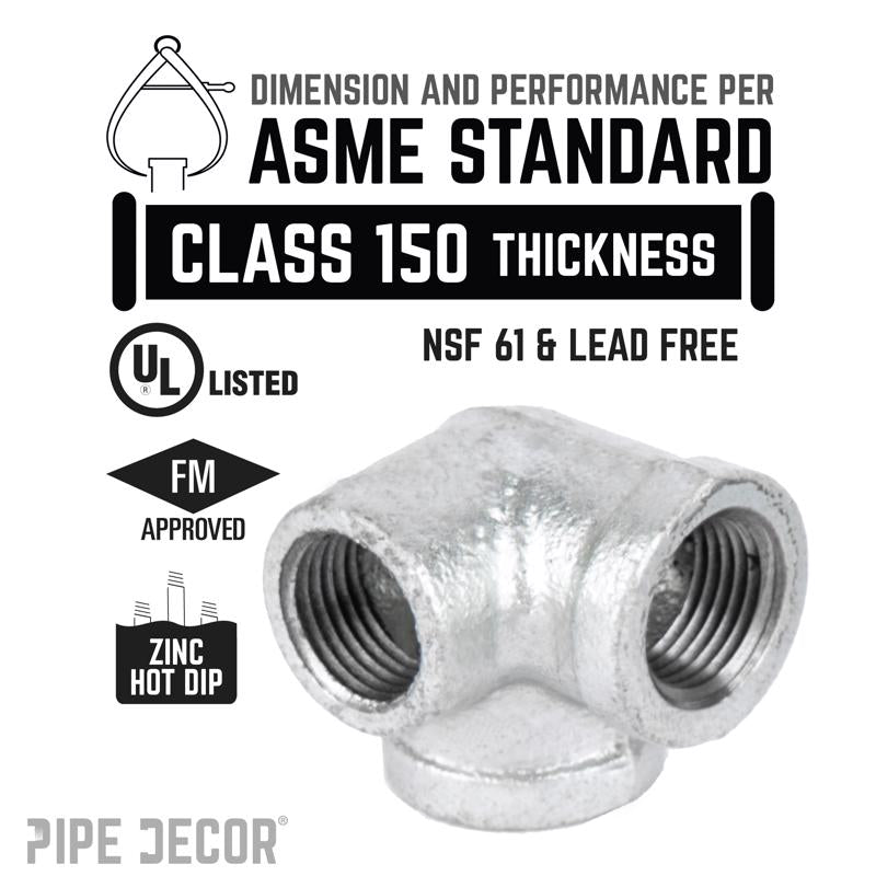 STZ Industries 1/2 in. FIP each X 1/2 in. D FIP 1/2 in. D FIP Galvanized Malleable Iron Side Out Elb