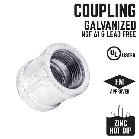 STZ Industries 2-1/2 in. FIP each X 2-1/2 in. D FIP Galvanized Malleable Iron Coupling