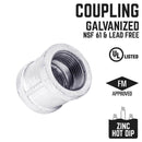 STZ Industries 2-1/2 in. FIP each X 2-1/2 in. D FIP Galvanized Malleable Iron Coupling