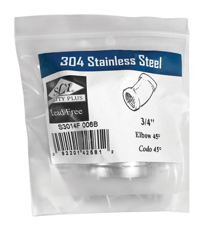 FEMALE ELBOW 45 3/4" SS