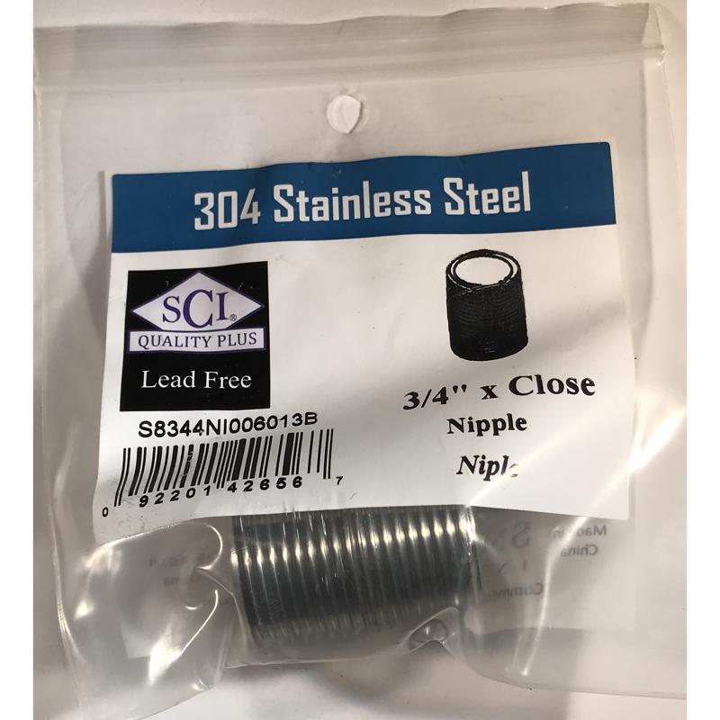 NIPPLE SS 3/4"XCLOSE