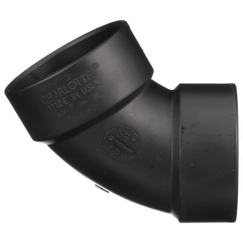 Charlotte Pipe 3 in. Hub X 3 in. D Hub ABS 60 Degree Elbow