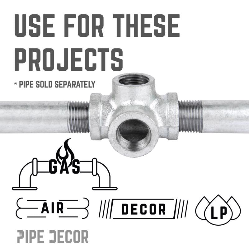 STZ Industries 1/2 in. FIP each X 1/2 in. D FIP 1/2 in. D FIP Galvanized Malleable Iron Side Out Tee