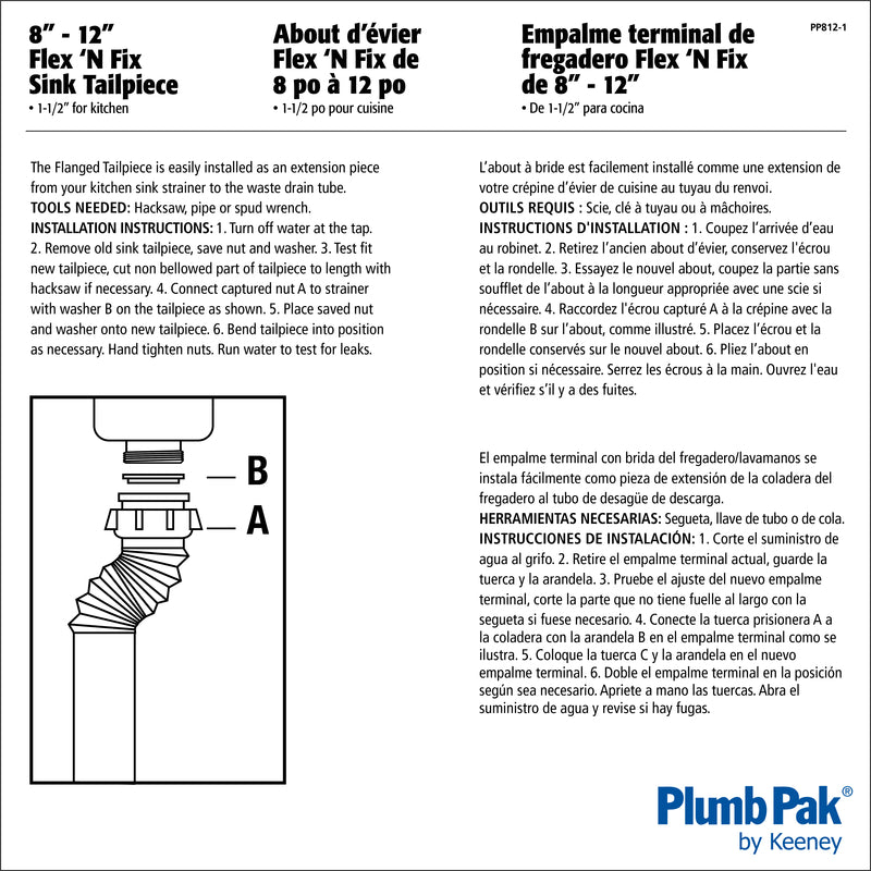 Ace 1-1/2 in. D X 12 in. L Plastic Tailpiece