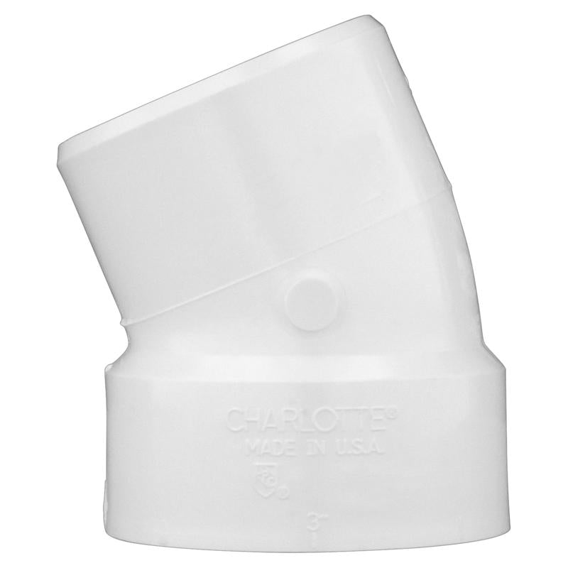 Charlotte Pipe 3 in. Hub X 3 in. D Spigot PVC Elbow 1 pk