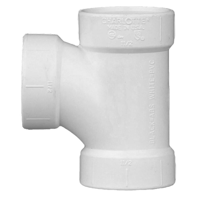 Charlotte Pipe Schedule 40 1-1/2 in. Hub X 1-1/2 in. D Hub PVC Sanitary Tee 1 pk