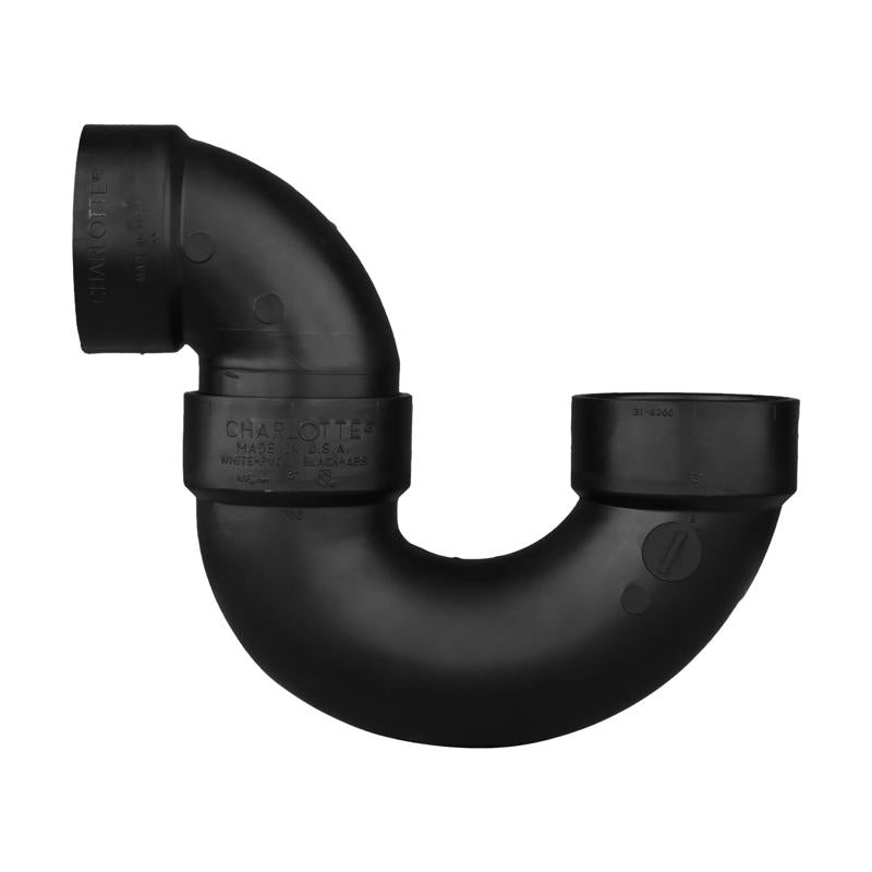 Charlotte Pipe 3 in. Hub X 3 in. D Hub ABS P-Trap w/Solvent Weld