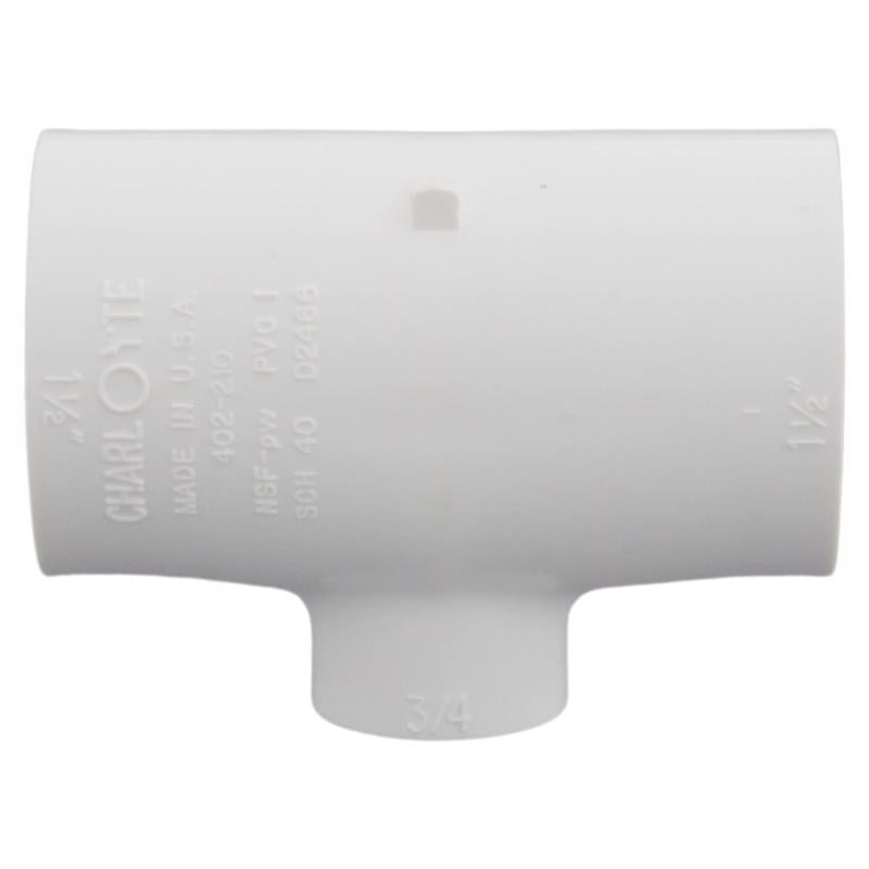 Charlotte Pipe Schedule 40 1-1/4 in. Slip X 1-1/4 in. D Slip PVC Reducing Tee 1 pk