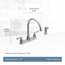 Moen Banbury Two Handle Stainless Steel Kitchen Faucet Side Sprayer Included