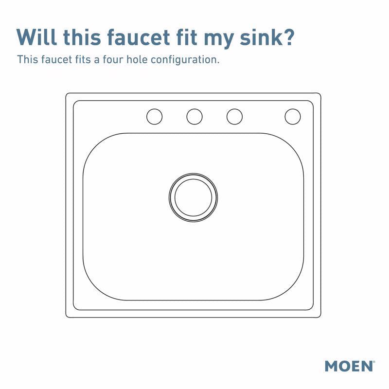 Moen Banbury Two Handle Stainless Steel Kitchen Faucet Side Sprayer Included