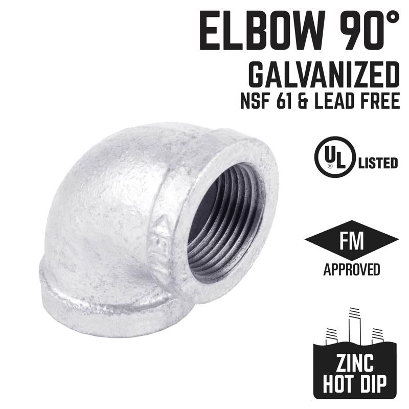STZ Industries 3 in. FIP each X 3 in. D FIP Galvanized Malleable Iron 90 Degree Elbow