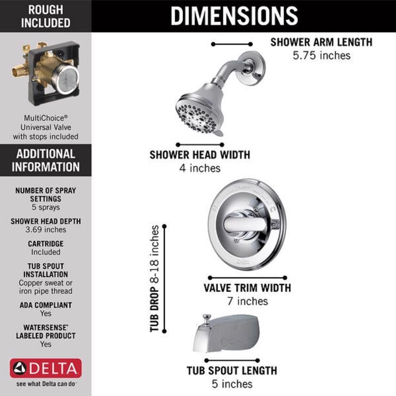 Delta Monitor 1-Handle Chrome Tub and Shower Faucet