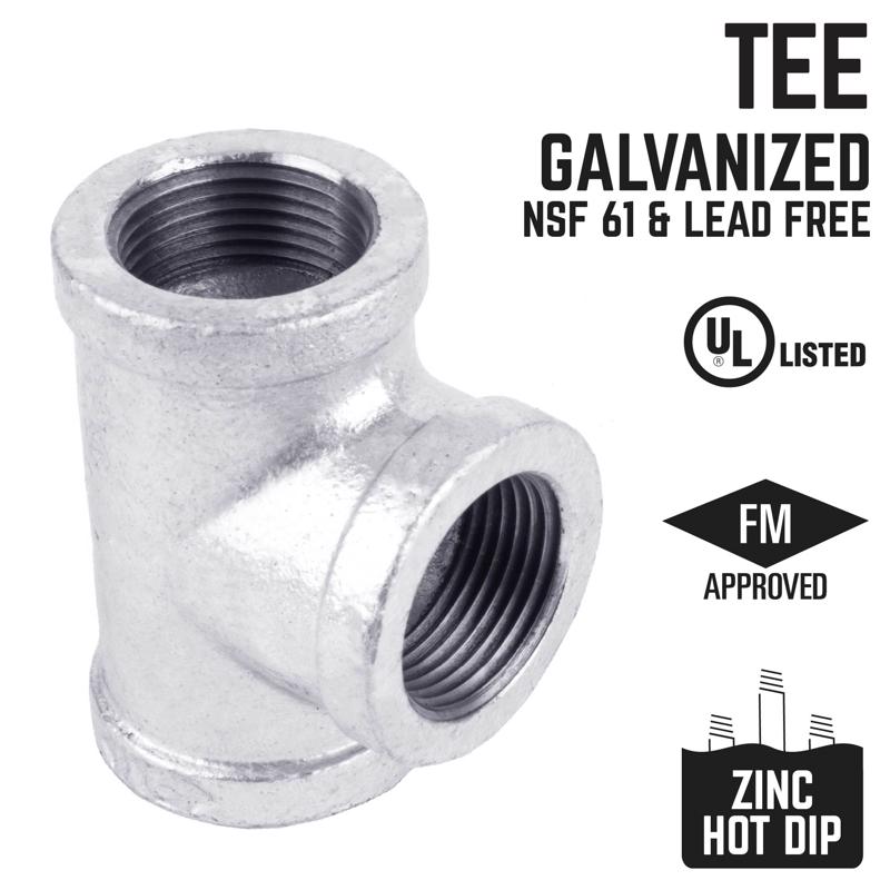 STZ Industries 4 in. FIP each X 4 in. D FIP 4 in. D FIP Galvanized Malleable Iron Tee