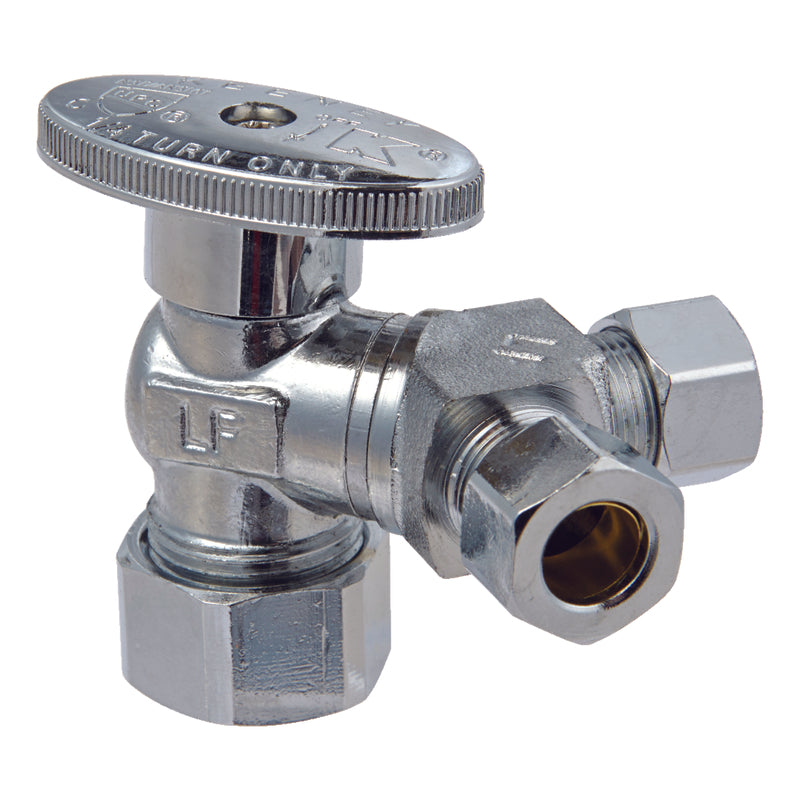 Ace 5/8 in. Compression X 3/8 in. Compression Brass Dual Shut-Off Valve