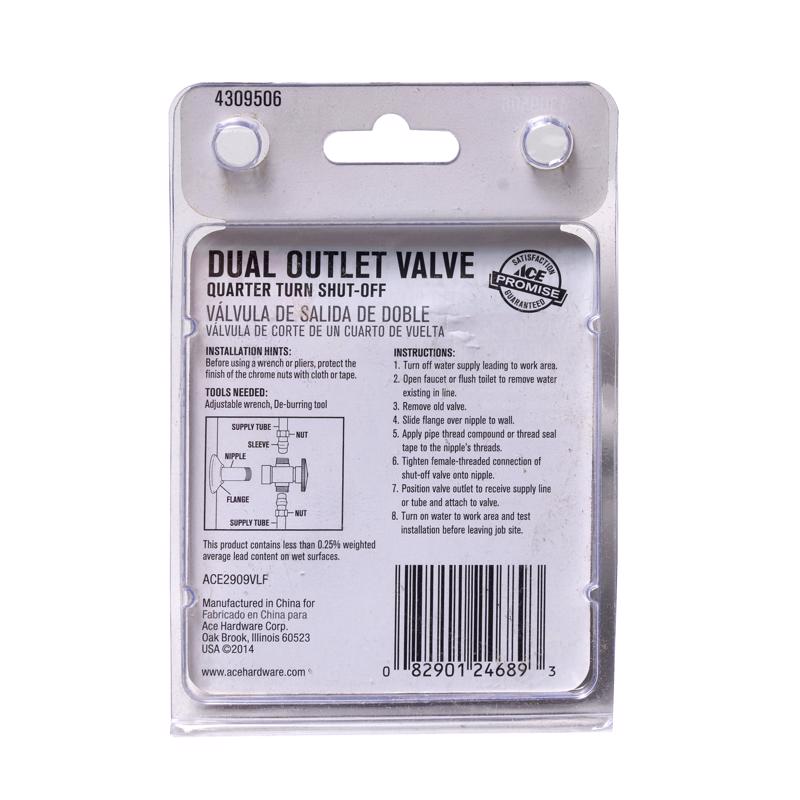 Ace 1/2 in. FPT X 1/2 in. FPT Brass Dual Shut-Off Valve