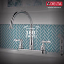 Delta Windemere Two Handle Chrome Kitchen Faucet Side Sprayer Included