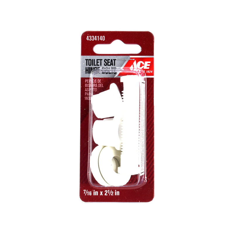 Ace Toilet Seat Hinge Bolts White Plastic