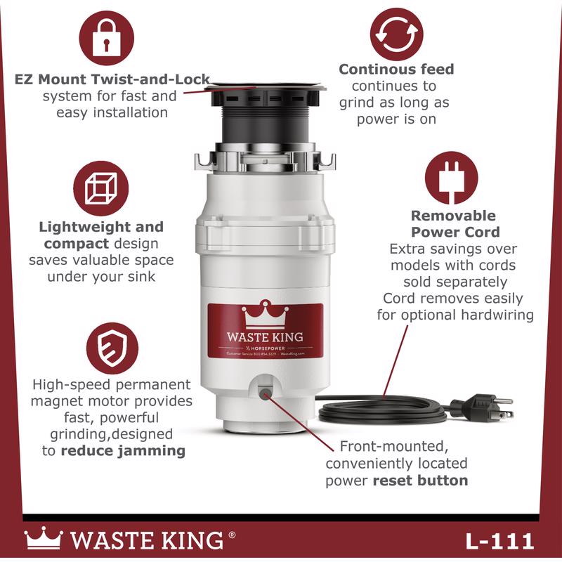 Waste King 1/3 HP Continuous Feed Garbage Disposal