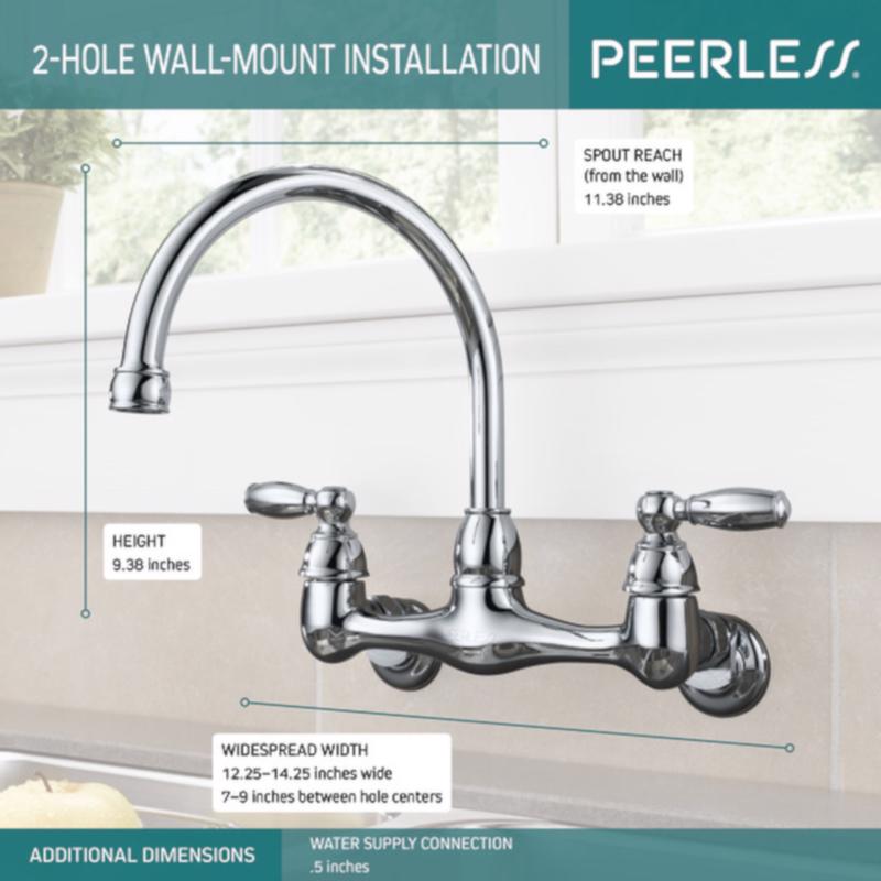 Peerless Claymore Two Handle Chrome Kitchen Faucet