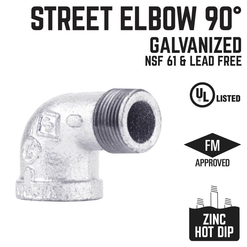 STZ Industries 3 in. FIP each X 3 in. D MIP Galvanized Malleable Iron 90 Degree Street Elbow