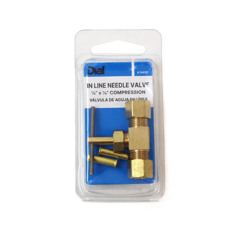 Dial 1/4 in. H X 2-3/4 in. W Tan Brass Straight Needle Valve