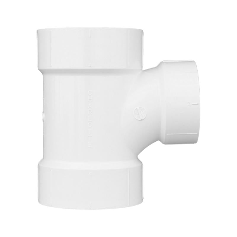 Charlotte Pipe Schedule 40 4 in. Hub X 4 in. D Hub PVC Sanitary Tee 1 pk