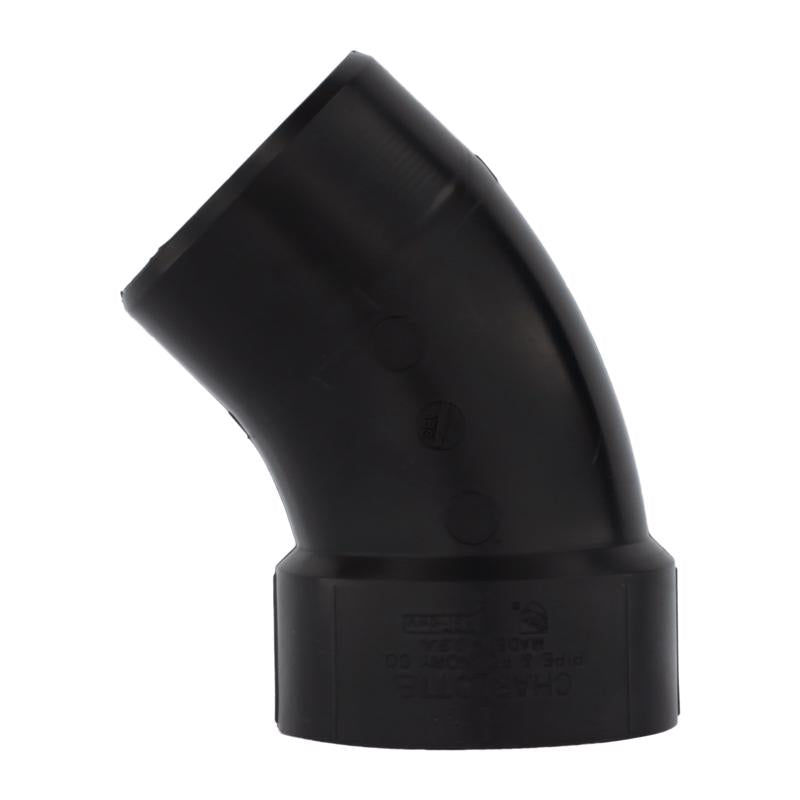 Charlotte Pipe 3 in. Hub X 3 in. D Hub ABS 45 Degree Elbow