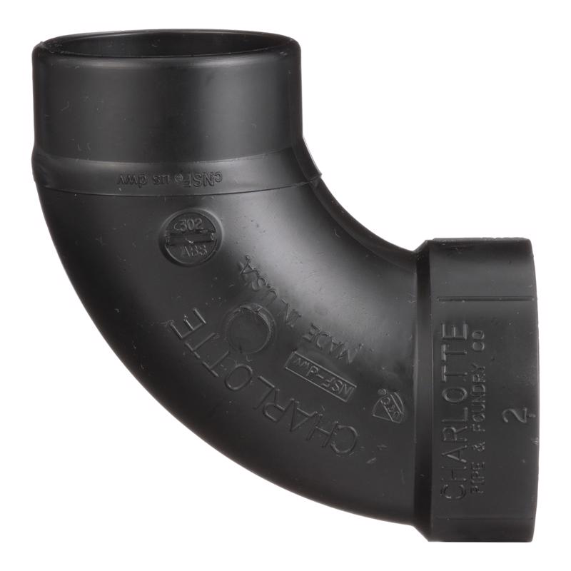 Charlotte Pipe 2 in. Hub X 2 in. D Spigot ABS 90 Degree Elbow