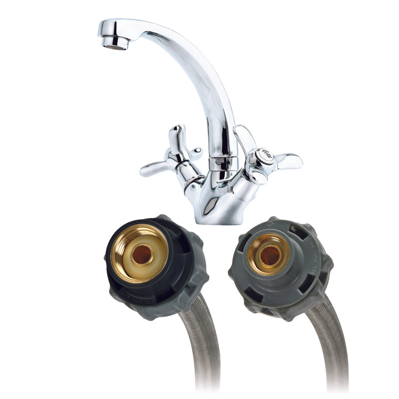 Fluidmaster 3/8 in. Compression X 1/2 in. D FIP 30 in. Stainless Steel Supply Line