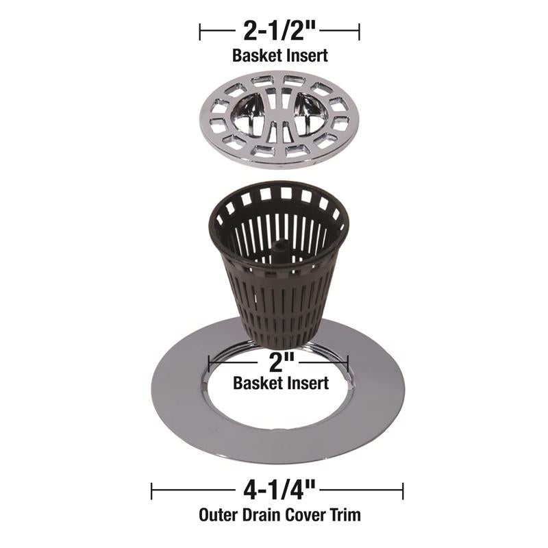 Danco 4-1/4 in. Chrome Drain Grate and Cover