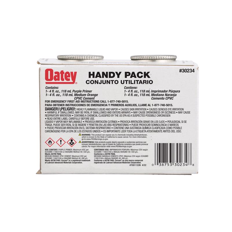Oatey Handy Pack Orange Primer and Cement For CPVC/PVC 4 oz