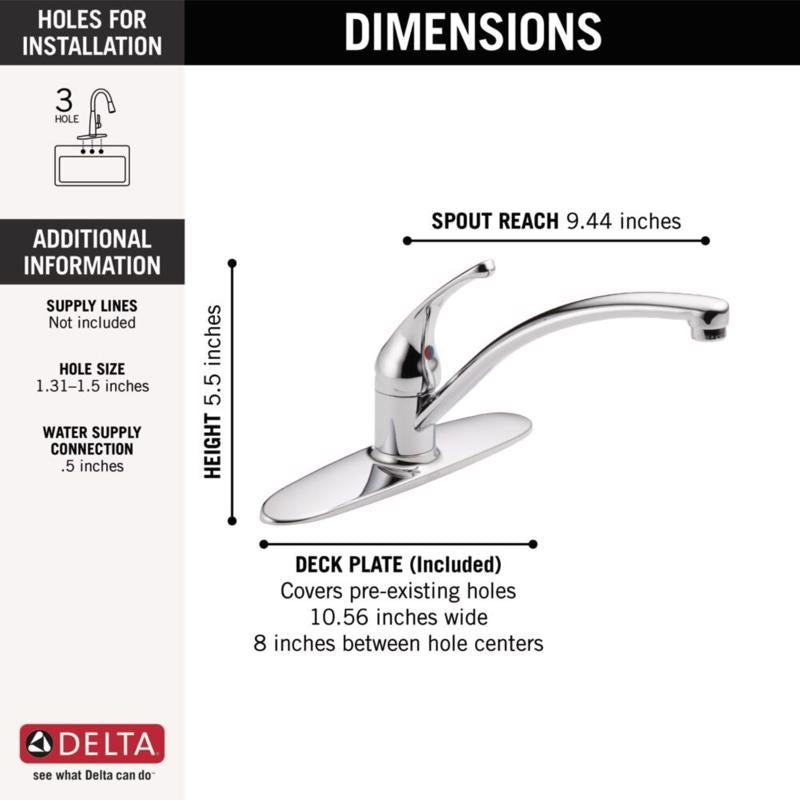 Delta Foundations One Handle Chrome Kitchen Faucet