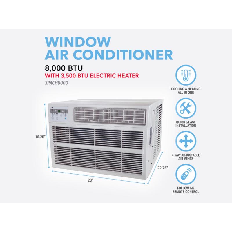 Perfect Aire 8000 BTU Window Air Conditioner w/Heat w/Remote