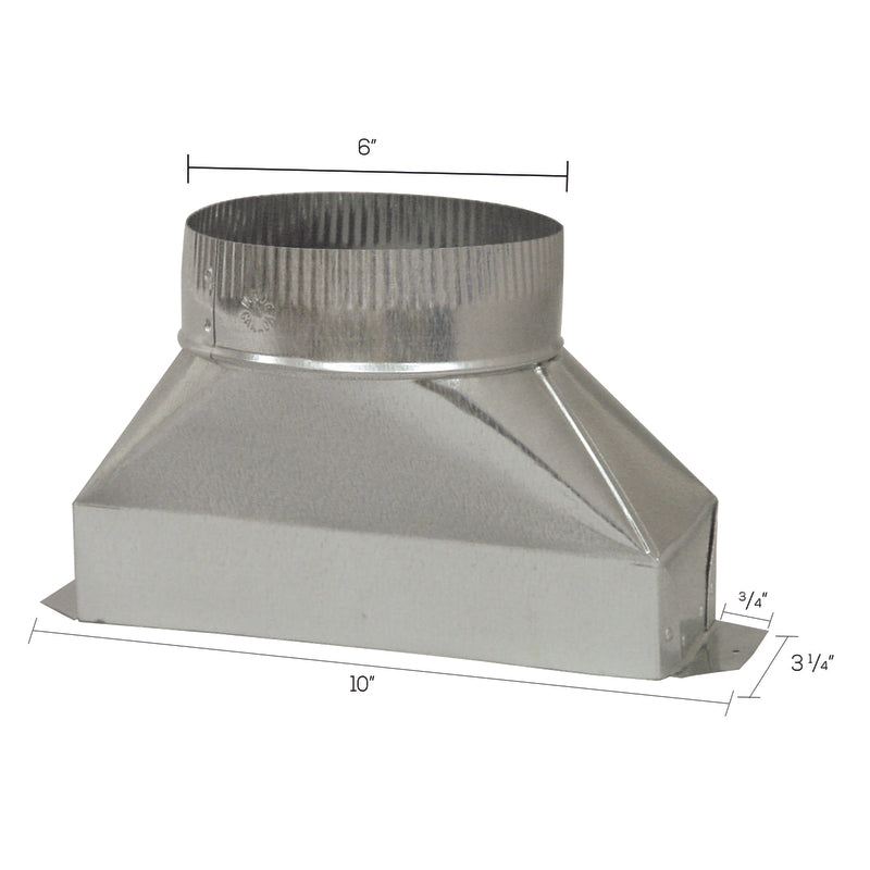 Deflect-O 6 in. D X 10 in. L Galvanized Steel Duct