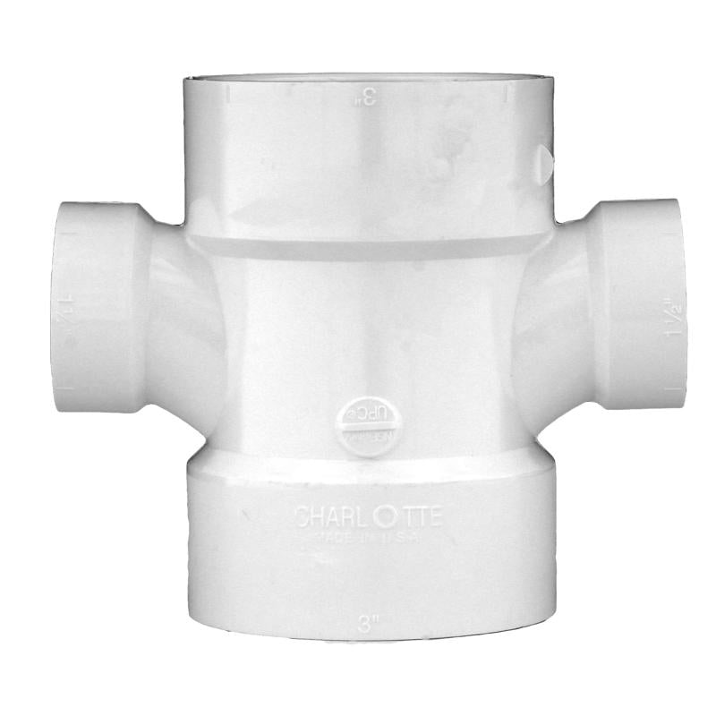 Charlotte Pipe Schedule 40 4 in. Hub X 4 in. D Hub PVC Sanitary Tee 1 pk