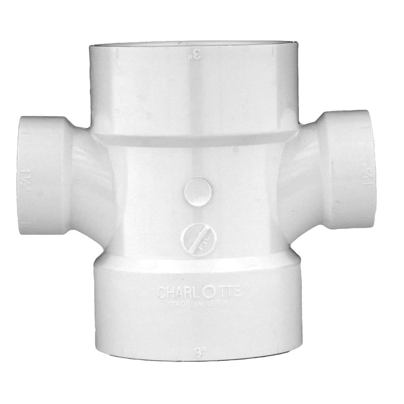 Charlotte Pipe Schedule 40 4 in. Hub X 4 in. D Hub PVC Sanitary Tee 1 pk